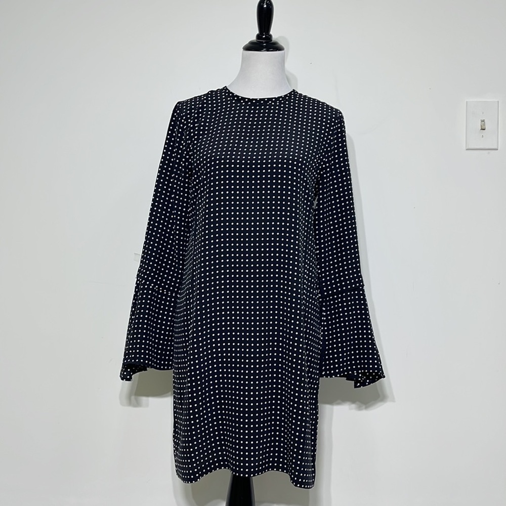 NEW Equipment Femme Mari Minimalist Mini Polka Dot Silk Dress Bell Sleeve Mini S - Picture 6 of 14